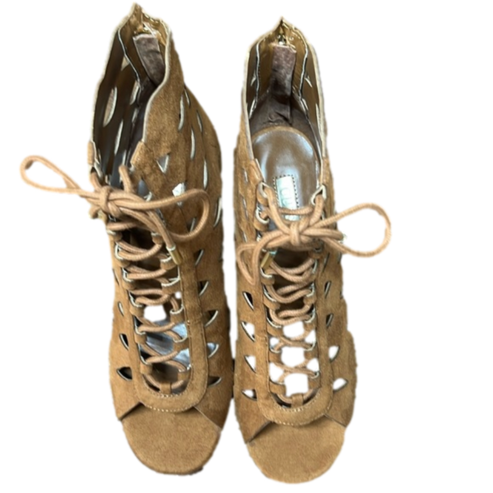 New Women’s Guess lace up‎ high heels dress sandals brown size 6.5 M medium